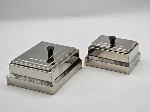 Doos (2) - Strak vormgegeven, Art Deco - Verchroomd (op, Antiek en Kunst, Kunst | Designobjecten