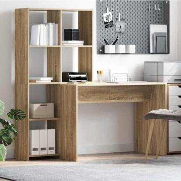 vidaXL Bureau met plank Sonoma eiken 138.5 x 55 x 143 cm beschikbaar voor biedingen
