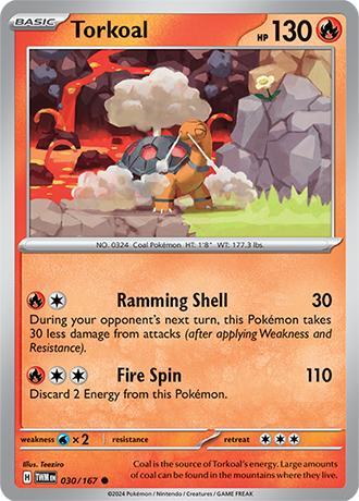 Torkoal 030/167 reverse holo Twilight Masquerade, Hobby en Vrije tijd, Verzamelkaartspellen | Pokémon, Losse kaart, Nieuw, Foil