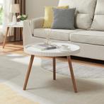 Salontafel Bongard rond Ø60x45 cm wit en naturel [en.casa], Verzenden, Nieuw