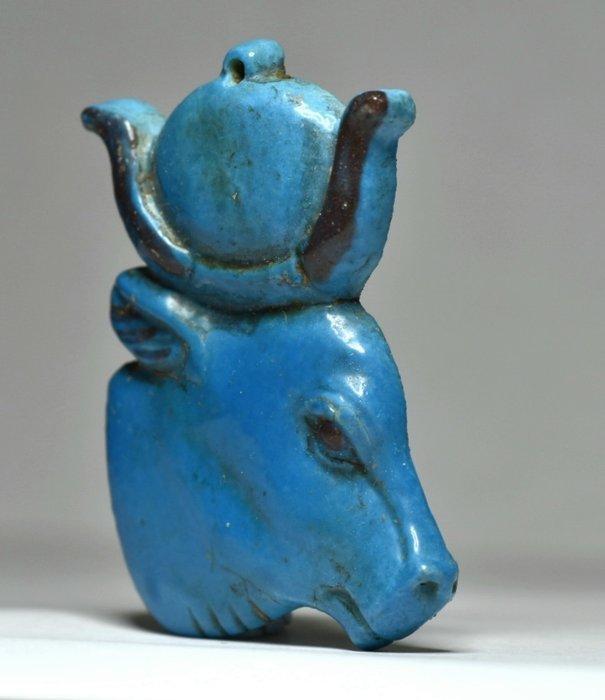 Oude Egypte, Nieuwe rijk Faience Grote amulet van de, Antiek en Kunst, Antiek | Overige Antiek