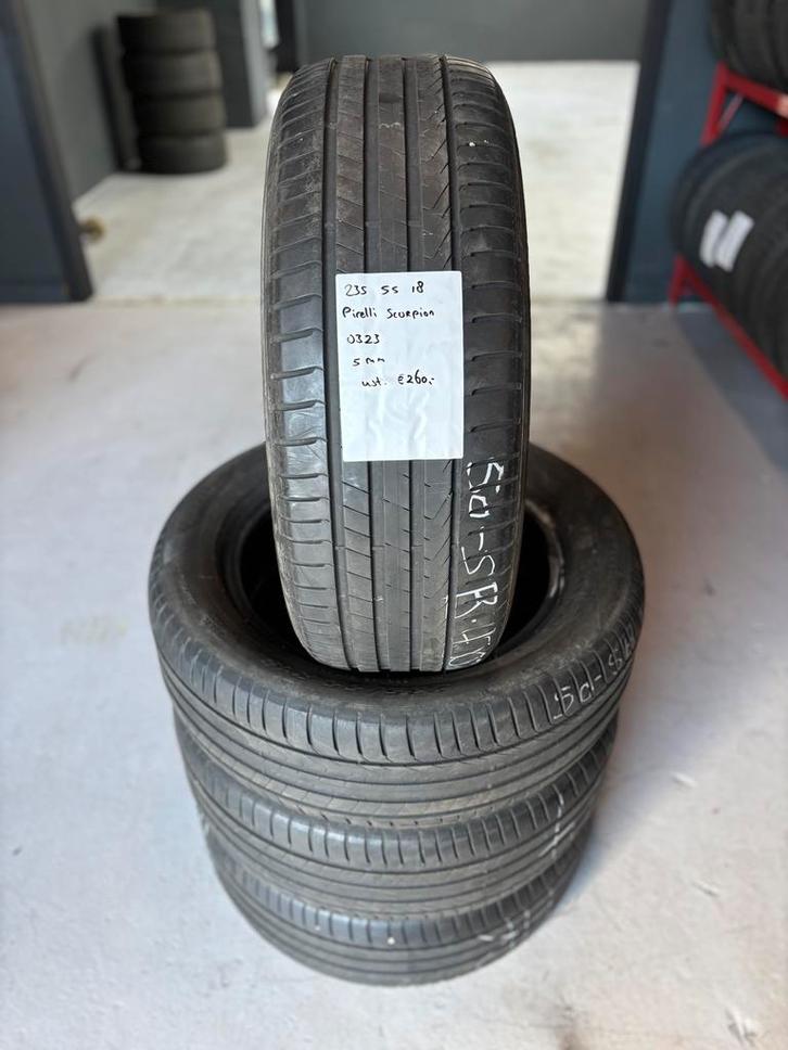 235/55/18 PIRELLI SCORPION 5MM 4 STUKS 260,- (0323), Auto-onderdelen, Banden en Velgen, 18 inch, BOVAG lid, Stiba lid, Erkend duurzaam