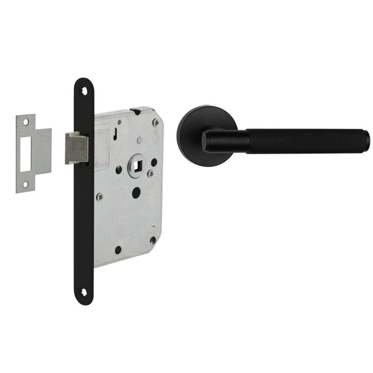 Deurbeslag set loopslot en deurklink Luxor mat zwart, Doe-het-zelf en Verbouw, Hang- en Sluitwerk, Klink of Kruk, Nieuw, Overige materialen