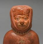 Moche, Peru Terracotta Huaco met stijgbeugelgreep in de vorm