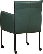 Groene leren moderne kuipstoel - poot rond zwart met wiel -, Huis en Inrichting, Stoelen, Nieuw, Leer, Ophalen of Verzenden, Eén