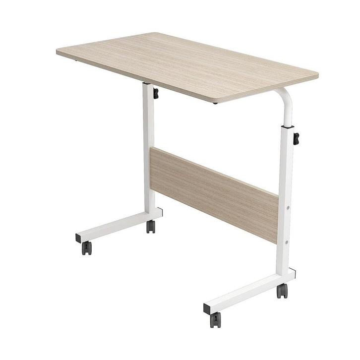 Laptoptafel op Wieltjes - Wit - 80 cm x 40 cm - In Hoogte, Computers en Software, Laptopstandaarden, Nieuw, Verzenden