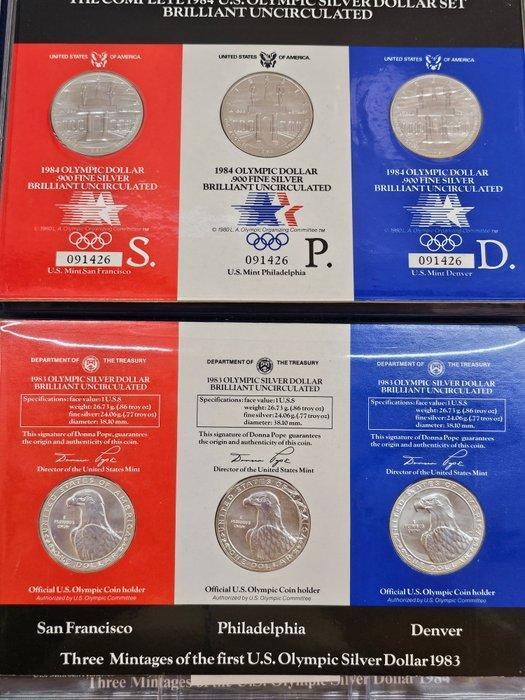 Verenigde Staten. 8 zilveren dollars Olylpische Spelen in, Postzegels en Munten, Munten | Europa | Niet-Euromunten