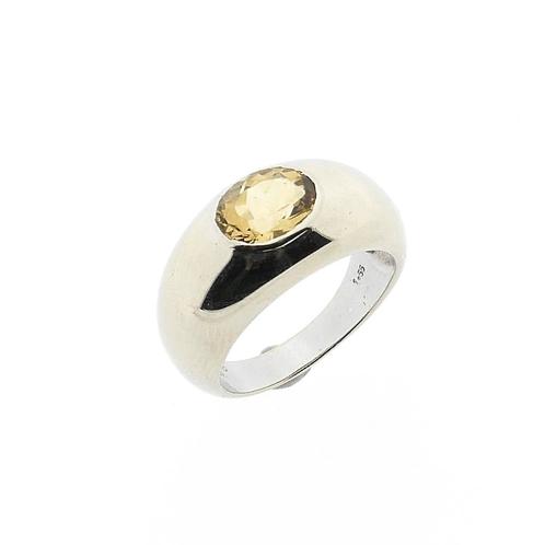 18 Krt. Witgouden ring met citrien (gebolde ring, exclusief), Sieraden, Tassen en Uiterlijk, Ringen, Dame, Met edelsteen, Overige kleuren