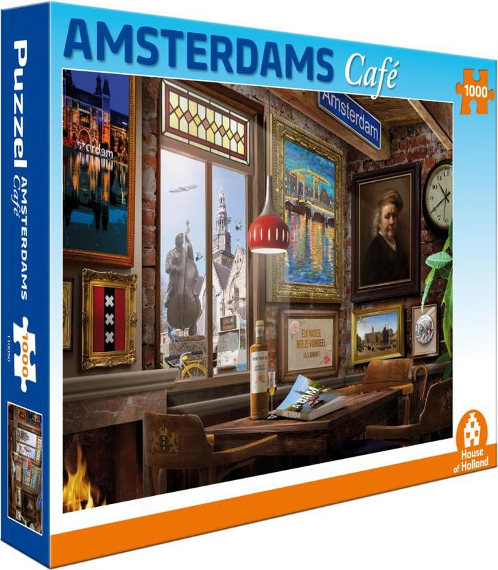 Amsterdams Café Puzzel (1000 stukjes) | House of Holland -, Hobby en Vrije tijd, Denksport en Puzzels, Nieuw, Verzenden