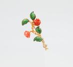Broche - 18 karaat Geel goud Koraal, Sieraden, Tassen en Uiterlijk, Antieke sieraden