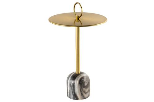 Side table ELEGANCE 60cm tray goud zwart marble - 44833, Huis en Inrichting, Tafels | Sidetables, Ophalen of Verzenden