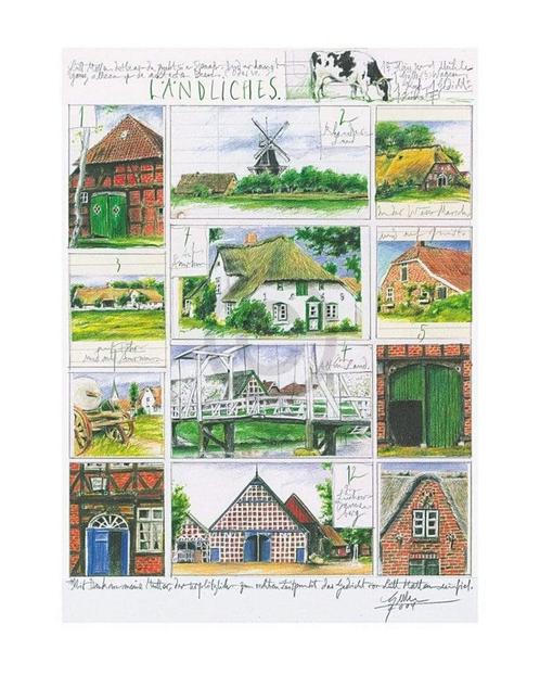 Kunstdruk Sabine Gerke - Ländliches 40x50cm, Huis en Inrichting, Woonaccessoires | Schilderijen, Tekeningen en Foto's, Nieuw, Verzenden