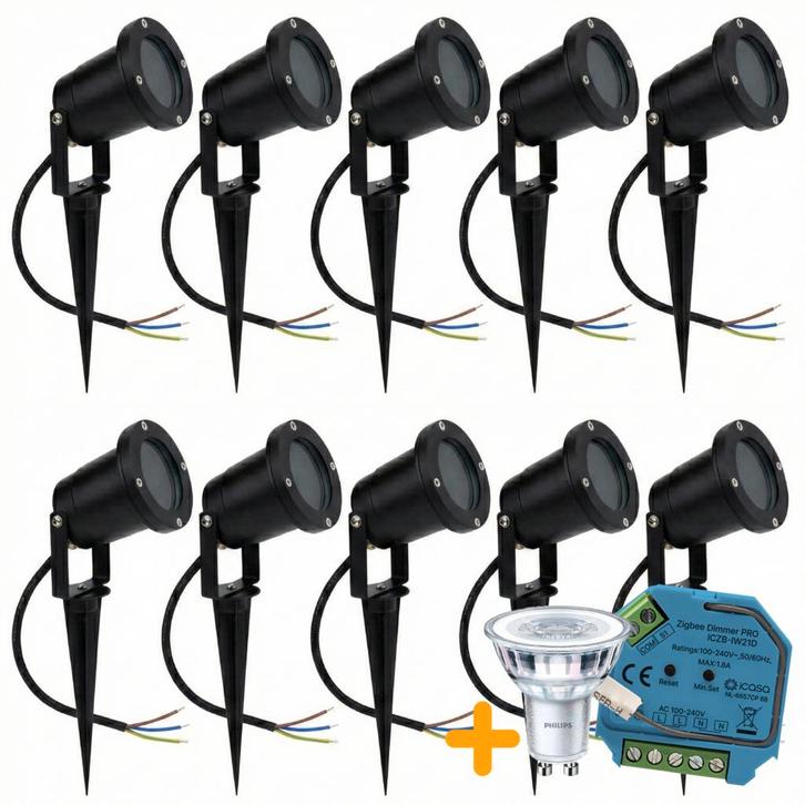 10 Stuks | SMART Prikspots / Tuinspot GU10| Complete set, Tuin en Terras, Buitenverlichting, Nieuw, 50 tot 250 watt, Netvoeding