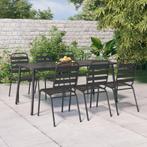 vidaXL 7-delige Tuinset staal antracietkleurig, Tuin en Terras, Tuinsets en Loungesets, Verzenden, 6 zitplaatsen, Nieuw, Rvs