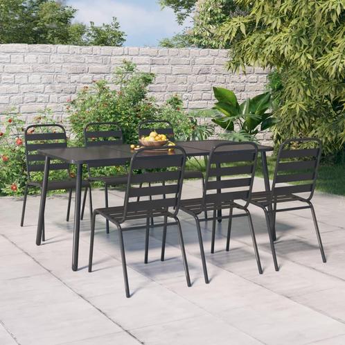 vidaXL 7-delige Tuinset staal antracietkleurig, Tuin en Terras, Tuinsets en Loungesets, Tuinset, Nieuw, 6 zitplaatsen, Rvs, Verzenden