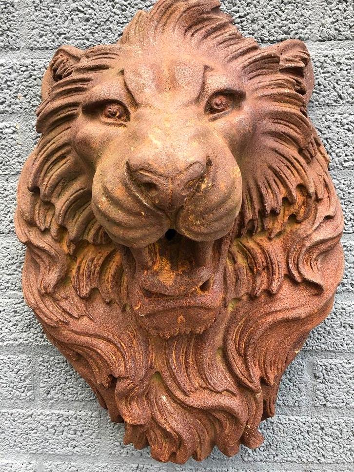 Zeer grote leeuwenkop zwaar gietijzer, als wanddecoratie ,, Huis en Inrichting, Woonaccessoires | Wanddecoraties, Ophalen of Verzenden