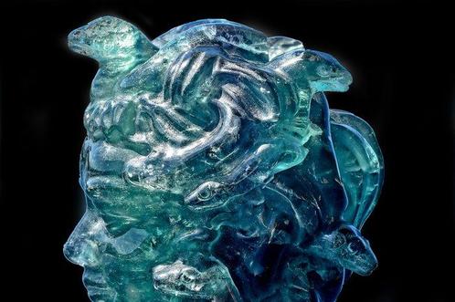 Hoogwaardige diepgroene fluoriet Medusa hoofd - Hoogte: 8.3, Verzamelen, Mineralen en Fossielen