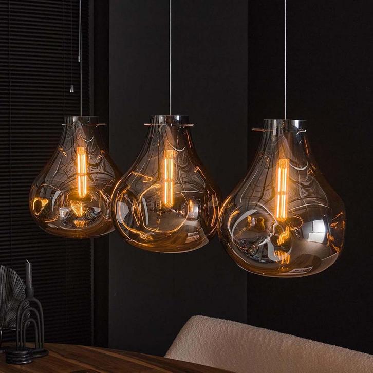*WOONWINKEL* Druppel Hanglamp Gebogen Glas, Huis en Inrichting, Lampen | Hanglampen, Nieuw, Verzenden