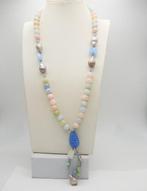 Ketting met hanger - 18 karaat Witgoud Aquamarijn - Parel