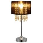 Tafellamp Bellevue met kristallen 55xØ20 zwart en chroom E14, Verzenden, Nieuw