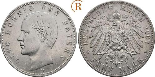 5 Mark 1907 D Kaiserreich: Bayern: Otto, 1886-1913:, Postzegels en Munten, Munten | Europa | Niet-Euromunten, Verzenden