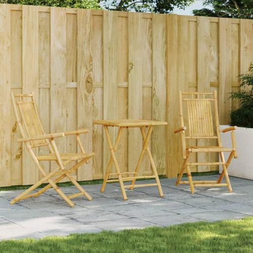 vidaXL 3-delige Bistroset bamboe, Tuin en Terras, Tuinsets en Loungesets, Nieuw, Hout, Verzenden