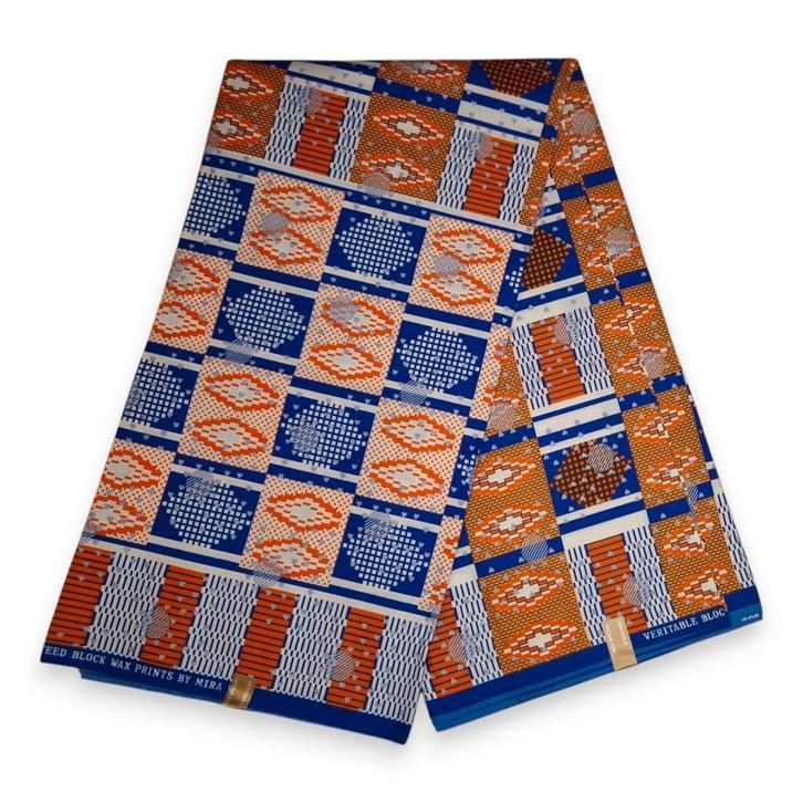 Afrikaanse stof - Oranje Kente - Poly - 1 yard, Hobby en Vrije tijd, Stoffen en Lappen, Nieuw, Ophalen of Verzenden