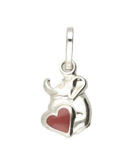 Zilveren Olifant met rood hartje klein kettinghanger, Sieraden, Tassen en Uiterlijk, Kettinghangers, Verzenden