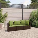 vidaXL 3-delige Loungeset met kussens poly rattan bruin, 3 zitplaatsen, Nieuw, Loungeset, Verzenden