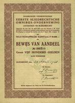 Eerste Sliedrechtsche Omnibus-Onderneming, aandeel uit 1925, Postzegels en Munten, Aandelen en Waardepapieren, 1920 tot 1950, Ophalen of Verzenden