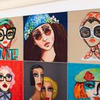 Artistiek decoratief textiel – 6 vrouwelijke gezichten in