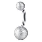Fako Bijoux® - Navelpiercing - Mat - Glitter - Zilverkleurig, Verzenden, Nieuw