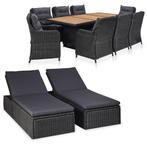 vidaXL 11-delige Tuinset poly rattan zwart, Tuin en Terras, Tuinsets en Loungesets, Verzenden, Nieuw, Rotan, Tuinset