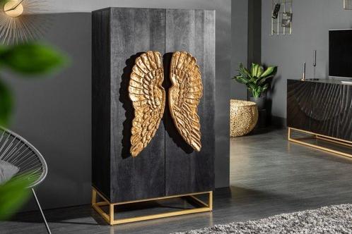 Extravagant dressoir ANGEL 140cm zwart mangohout met gouden, Huis en Inrichting, Kasten | Overige, Ophalen of Verzenden