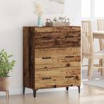 vidaXL Dressoir met lade Oud hout 69.5 x 34 x 90 cm Bewerkt, Huis en Inrichting, Verzenden, Nieuw, Overige houtsoorten, 50 tot 100 cm