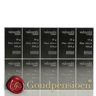 10 x 10 gram Zilverbaar Combibar Totaal: 100 gram 999 Zilver beschikbaar voor biedingen