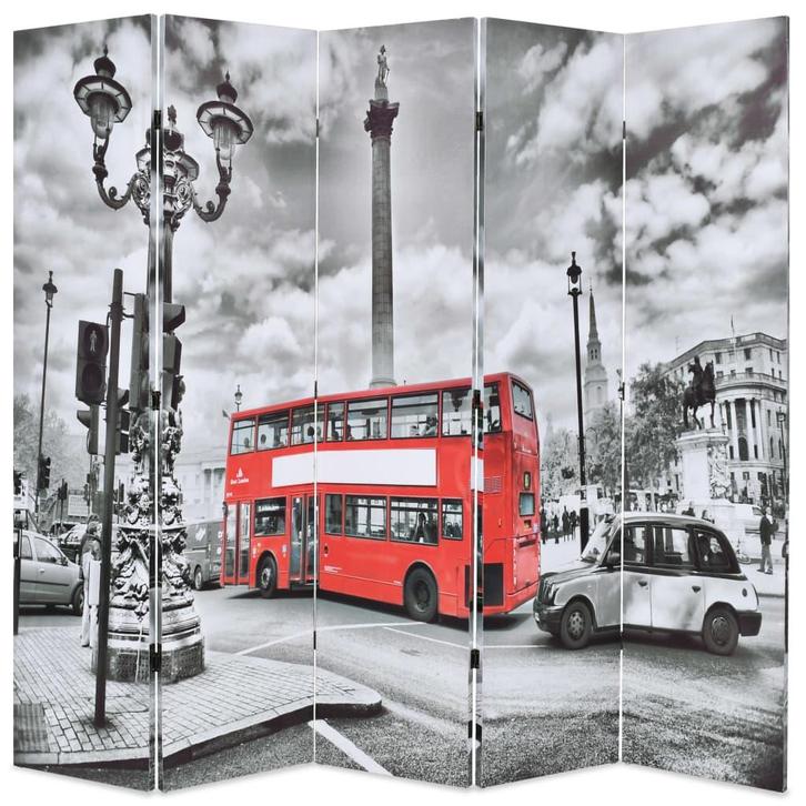 vidaXL Kamerscherm inklapbaar Londen bus 200x170 cm zwart en, Huis en Inrichting, Woonaccessoires | Kamerschermen, Nieuw, Verzenden