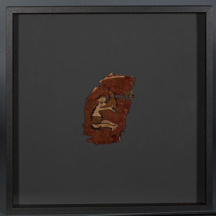 Oud-Egypte, Koptisch Linnen Textielfragment. In lijst. 4e-6e, Verzamelen, Mineralen en Fossielen