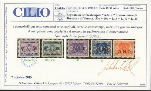 Italië 1943 - RSI - Belastingstempels complete set van 13, Postzegels en Munten, Postzegels | Europa | Italië
