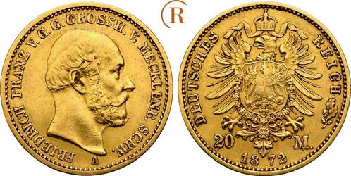 20 Mark goud 1872 A Kaiserreich: Mecklenburg Schwerin: Fr..., Postzegels en Munten, Munten | Europa | Niet-Euromunten, Verzenden