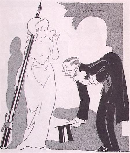 Spotprent met William Westerman op het P.E.N.-congres, Antiek en Kunst, Kunst | Litho's en Zeefdrukken, Verzenden