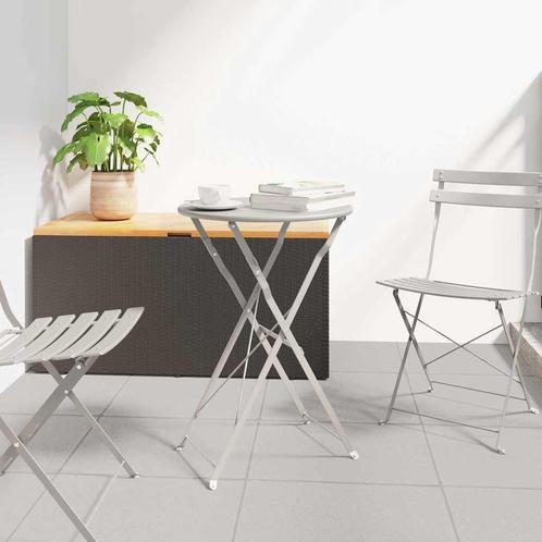 vidaXL Bistrotafel Beige Ø50x71 cm Poedercoating staal, Tuin en Terras, Tuintafels, Nieuw, Metaal, Verzenden