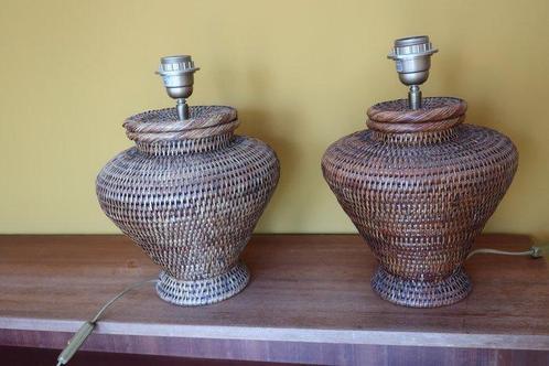 Lamp (2) - Rattan - twee rieten Rotan lampen, Antiek en Kunst, Curiosa en Brocante