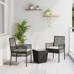 vidaXL Tuin Bistro Set 3 pcs Zwart Poly riet, Verzenden, Nieuw, Rotan