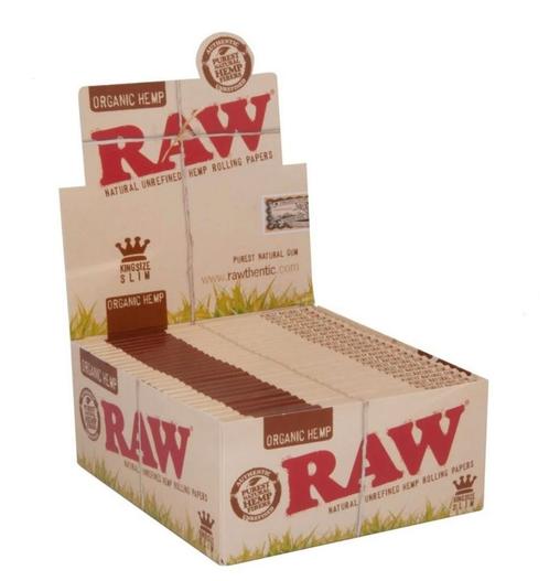 Raw Organic Hemp King Size Slim Display ( 50 stuks), Verzamelen, Rookartikelen, Aanstekers en Luciferdoosjes, Nieuw, Verzenden