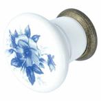 Knop porselein 32 mm met blauwe bloem, Ophalen of Verzenden, Nieuw