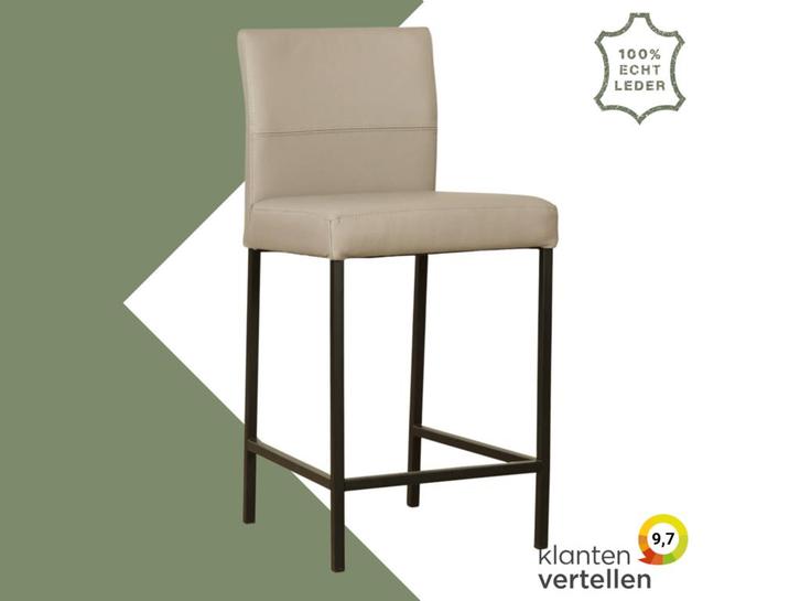 Leren barkruk Bright laag - Toledo Khaki (taupe/bruin) -, Huis en Inrichting, Barkrukken, 90 cm of meer, 1 kruk, Nieuw, Leer, Ophalen of Verzenden