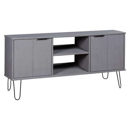 vidaXL Tv-meubel New York massief grenenhout grijs, Huis en Inrichting, Kasten | Televisiemeubels, 25 tot 50 cm, Nieuw, Grenenhout