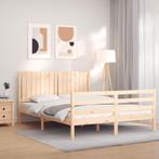 vidaXL Bedframe met hoofdbord massief hout 160x200 cm, Huis en Inrichting, Slaapkamer | Bedden, Bruin, Verzenden, 200 cm, 160 cm