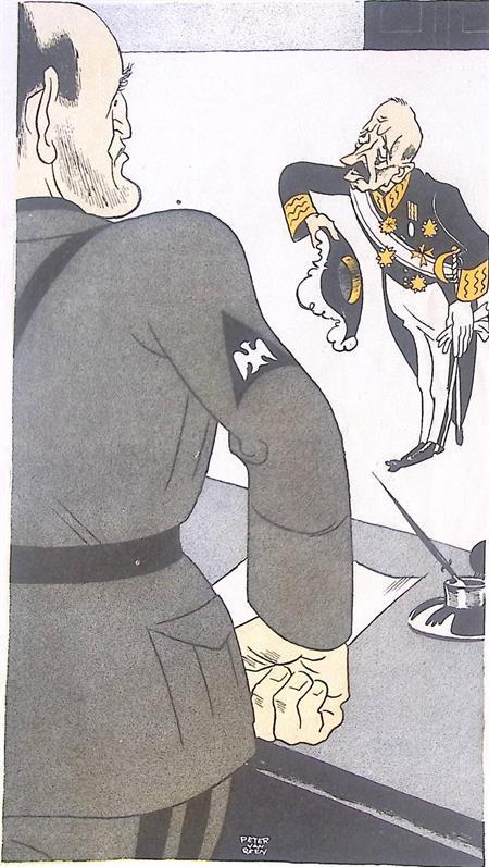 Spotprent met Ruys bij Mussolini (lijst optie, Lithos), Antiek en Kunst, Kunst | Litho's en Zeefdrukken, Verzenden